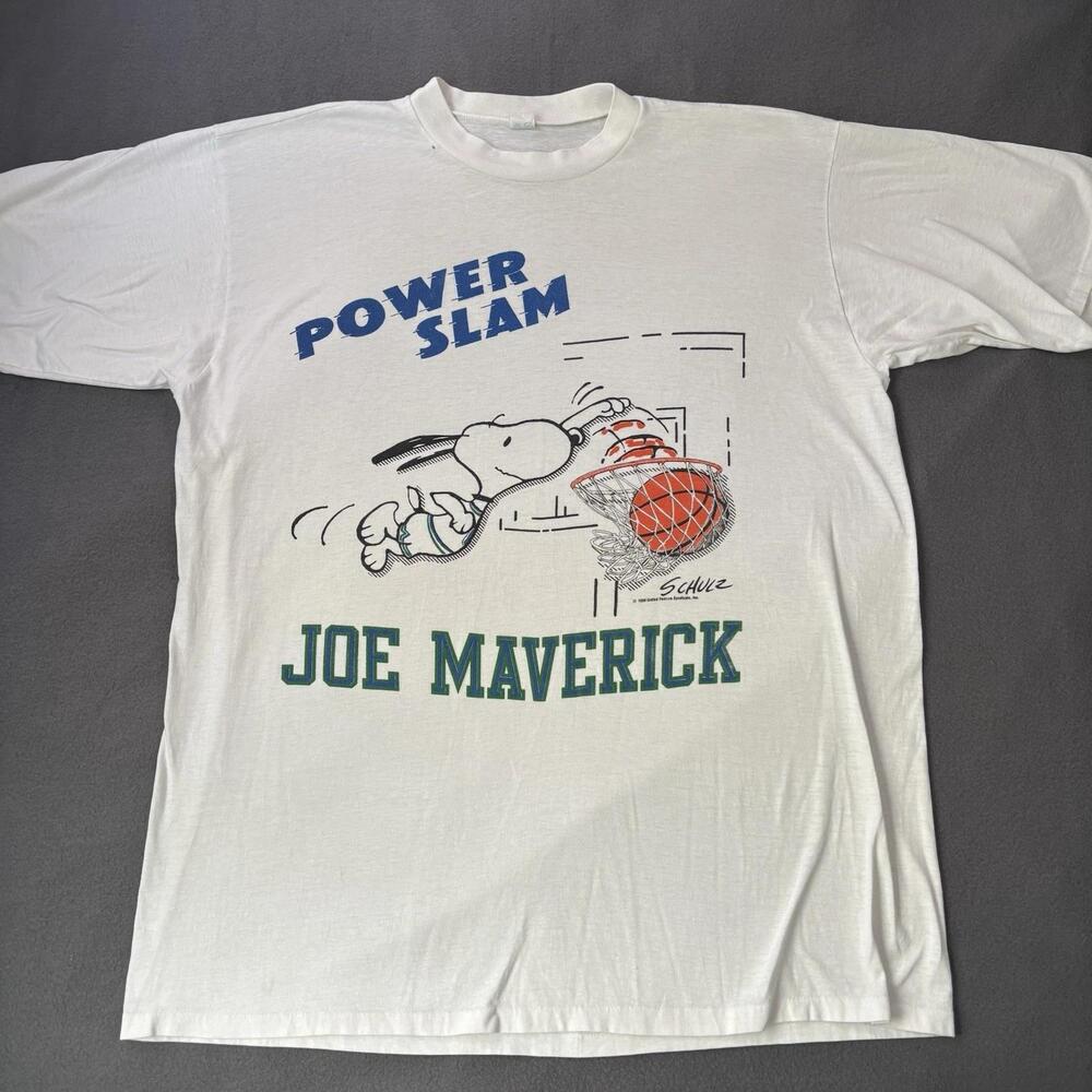 Dallas Maverick Snoopy Joe Cool Power Slam Shirt 4 Artex Usa Single Stitch